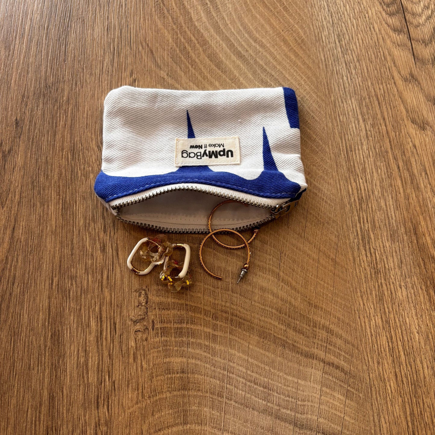 Porte-monnaie bleu et blanc