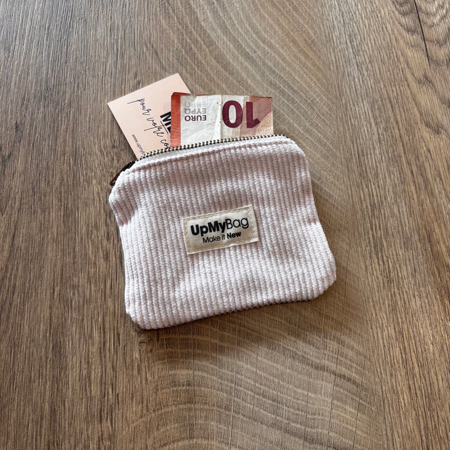 Porte-monnaie velours côtelé rose