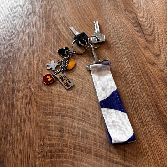 Porte-clés plat bleu et blanc