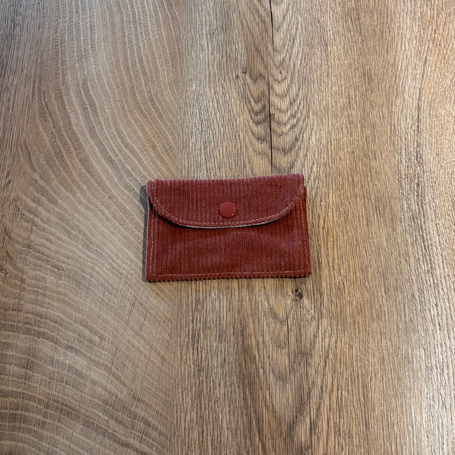 Porte-cartes velours côtelé rose