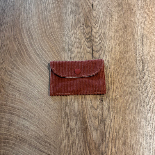 Porte-cartes velours côtelé rose