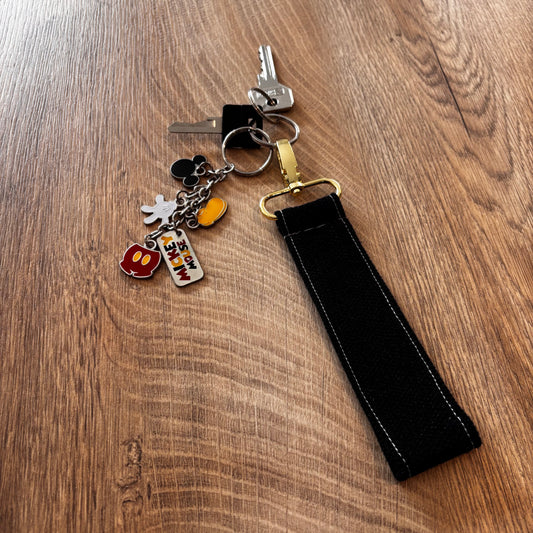 Porte-clés plat noir brillant