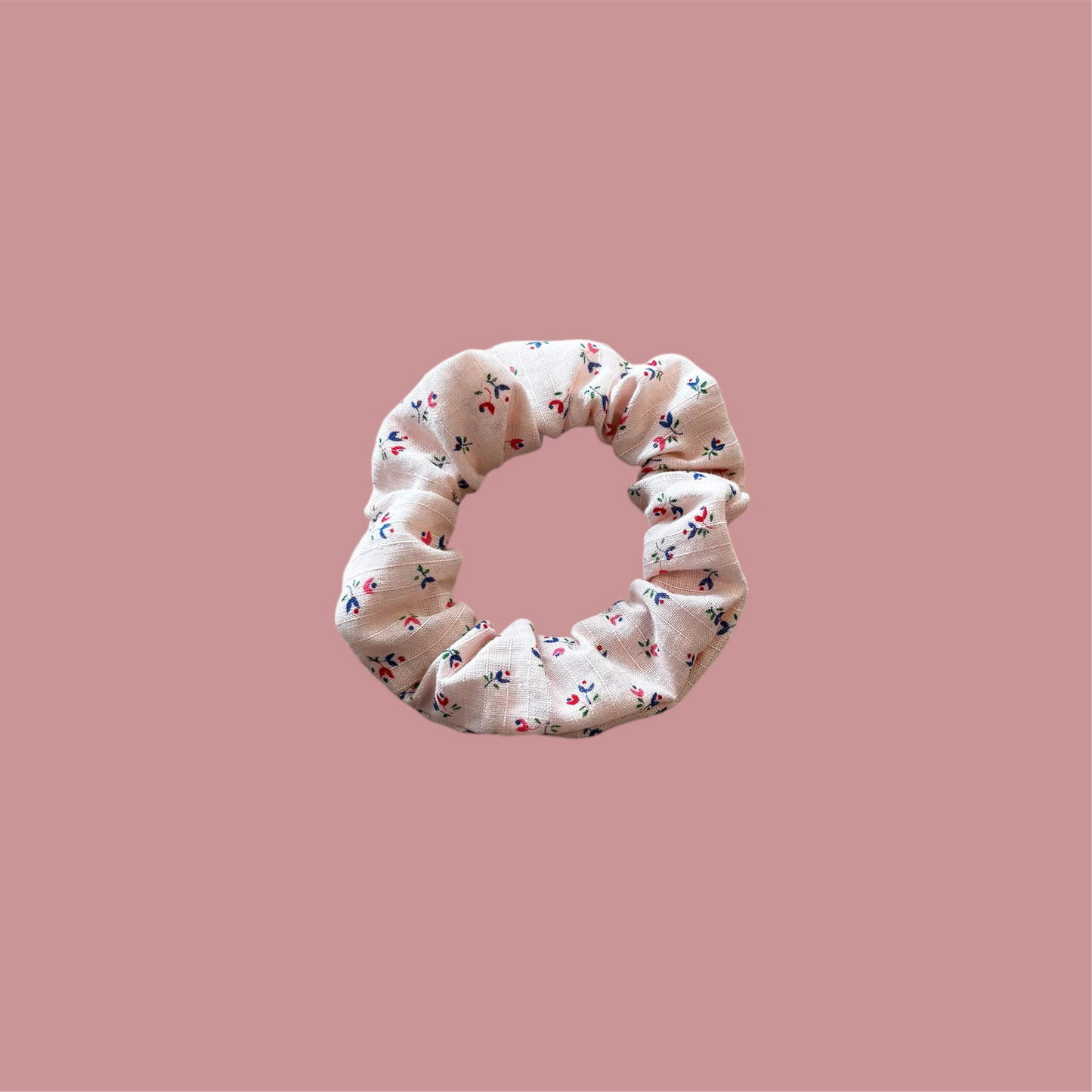 Chouchou Midi rose à petites fleurs