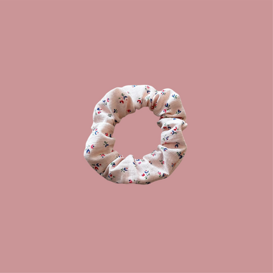 Chouchou Midi rose à petites fleurs