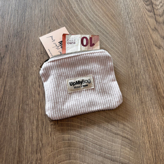 Porte-monnaie velours côtelé rose