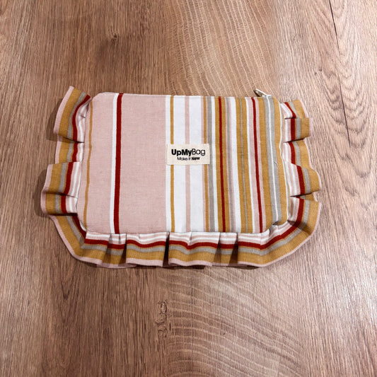 Pochette Claudette à froufrou rose ligné
