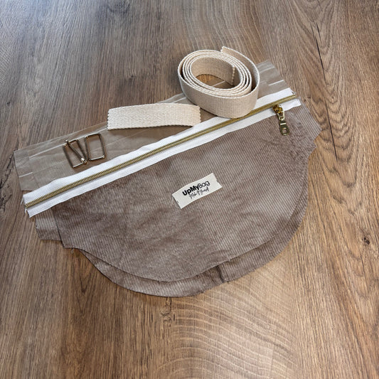 Kit Sac banane velours côtelé beige