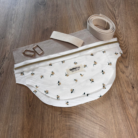 Kit Sac banane blanc à fleurs