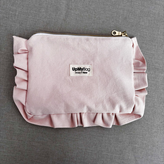 Pochette Claudette rose à froufrous